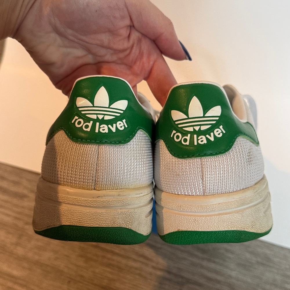 Adidas Rod Laver White Lucky Green Sneakers Sz 9.5 - Picture 5 of 5